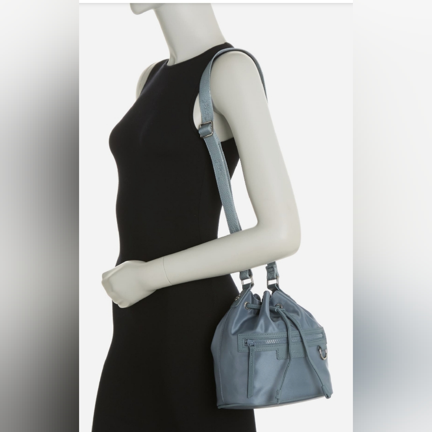 Nwot Longchamp Paris Small Le Pliage Nylon Bucket Bag Nordic Dull Gray Blue